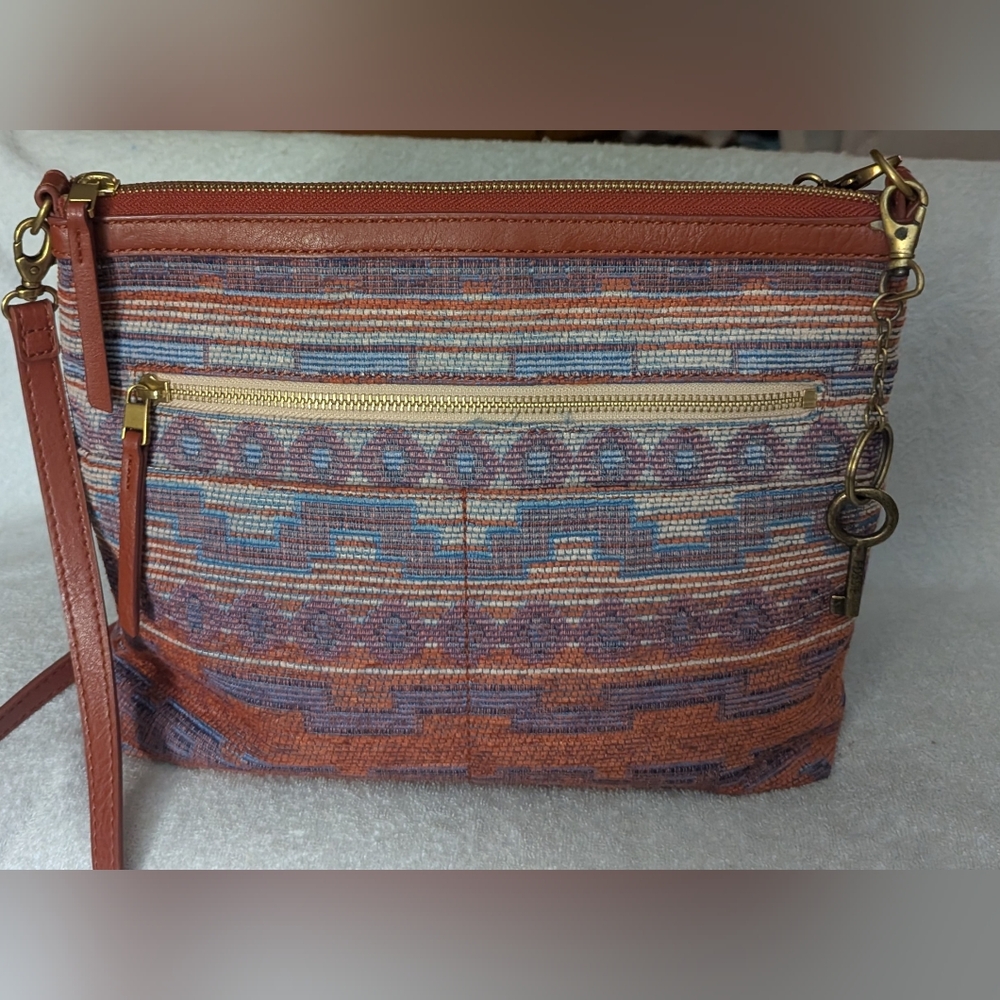Fossil Women's Fiona fabric multicolor crossbody bag.